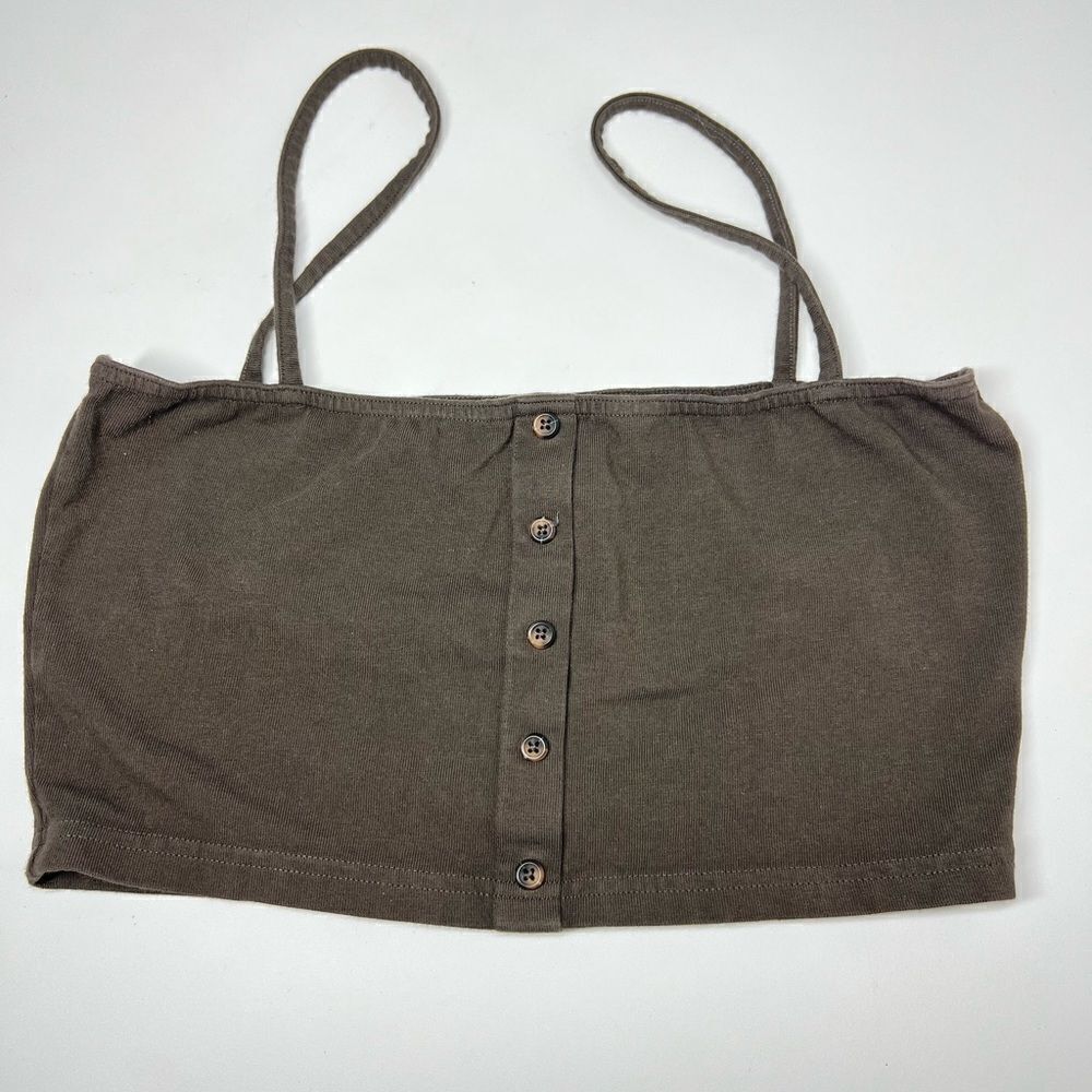 Pacsun John Galt Tube Top Womens One Size Brown Button Detail Crop Top